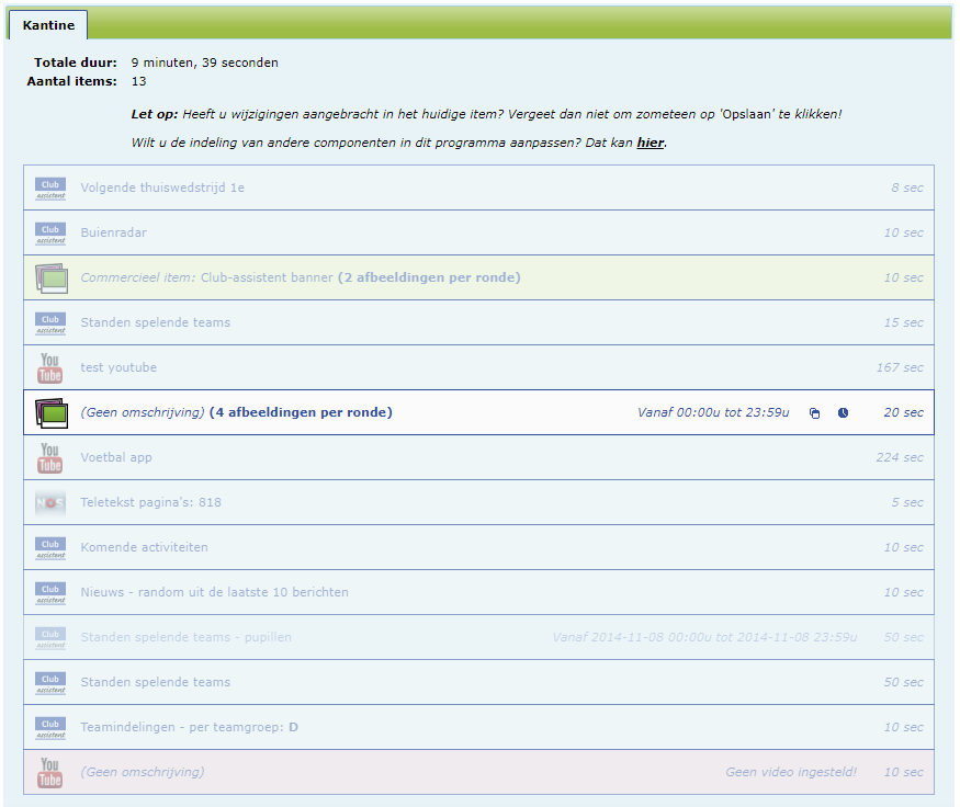 volgorde items in programmering