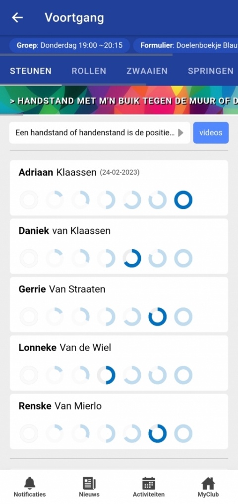 Kleuren Turnen doelenboekje