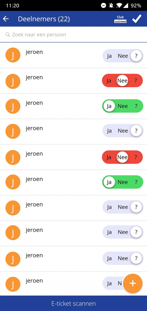 Aanwezigheidsregistratie via de app
