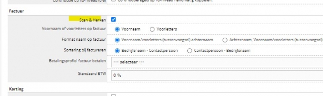 Scan en Harken instelling